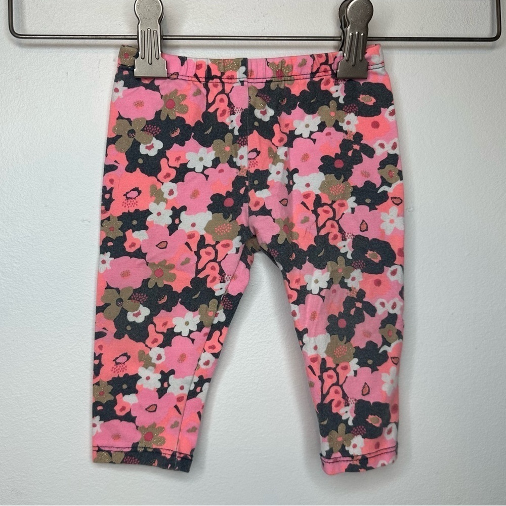 Oshkosh B'gosh Pink Floral Girls Stretch Pants Sz 9M Spring Summer
